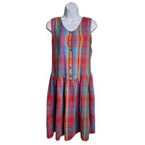 Vintage St. Michael UK Girls Plaid Jumper Dress Size 10/38 Preppy British Madras